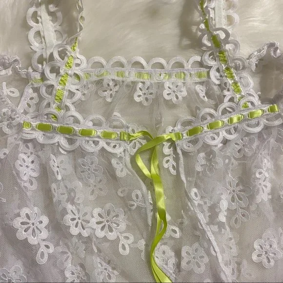 Agent Provocateur Laurelie White Lime Babydoll NWT